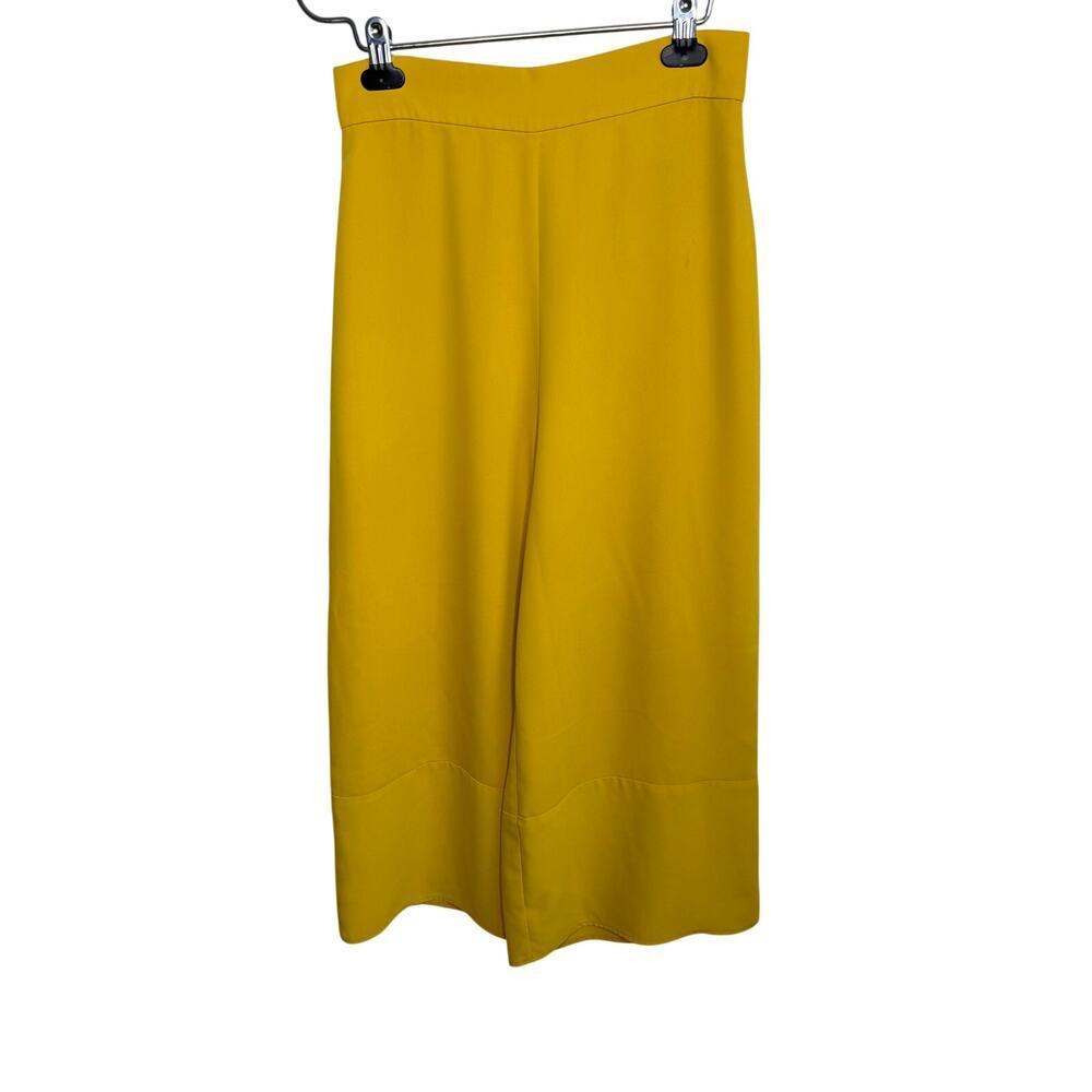 Amanda Uprichard High Rise Wide Leg Cropped Trousers Mustard Yellow Women's S - Picture 2 of 7
